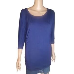 Made by Johnny Size M Royal Blue Ruched Sided Dolman Sleeve Tunic Top USA Made